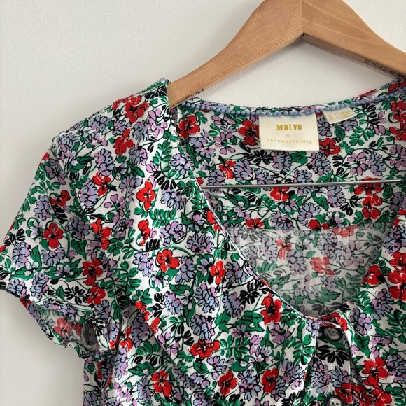 Anthropologie Maeve Austen Collared Button Down Floral Blouse - Picture 3 of 9